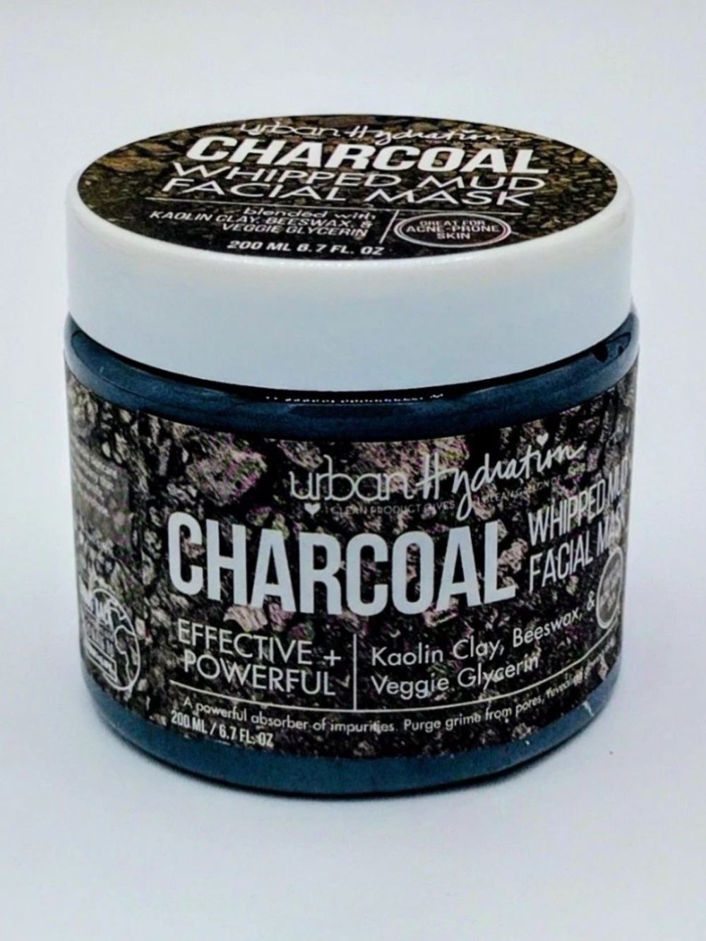 URBAN HYDRATION Charcoal Whipped Mud Facial Mask  6.7 oz w/ Kaolin Clay Beeswax